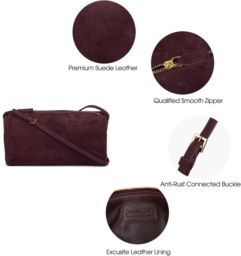 DONNAIN Premium Suede Leather Crossbody Purses for Women, Small Shoulder Bag with Adjustable Strap and Crossbody Hobo Bag - Image 5